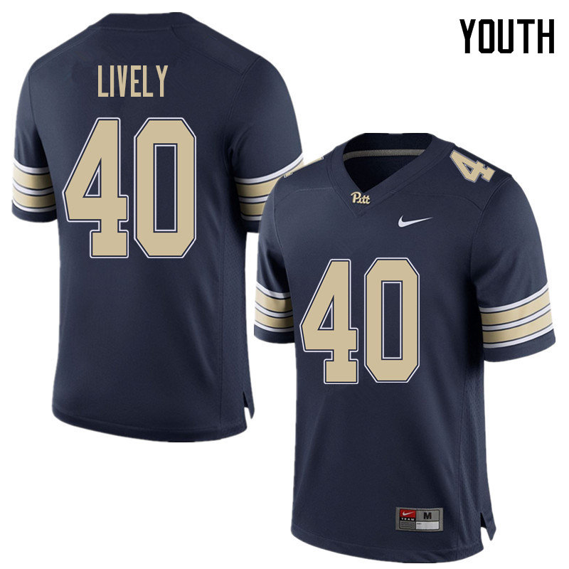 Youth #40 Colton Lively Pittsburgh Panthers College Football Jerseys Sale-Home Blue